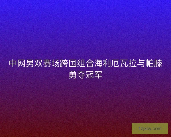 中网男双赛场跨国组合海利厄瓦拉与帕滕勇夺冠军