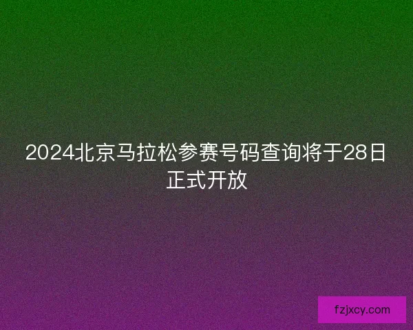 2024北京马拉松参赛号码查询将于28日正式开放 2024北京马拉松参赛号码查询将于28日正式开放